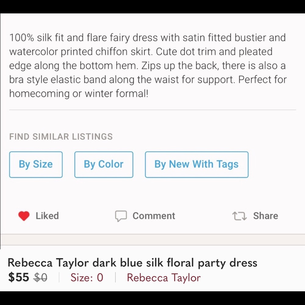 Rebecca Taylor dark blue silk floral party dress - Picture 8 of 8